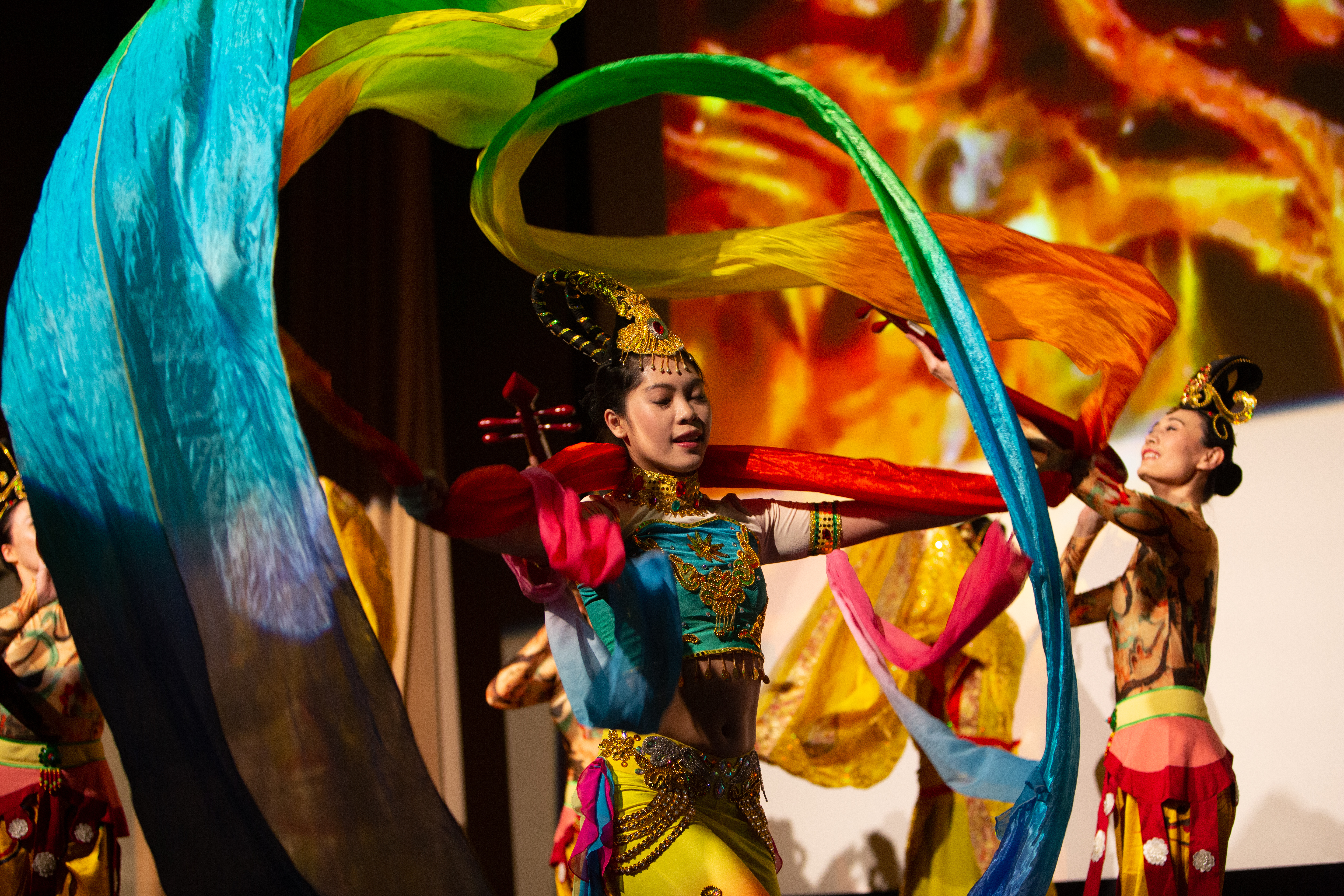 Members of the Hao Dance Chinese dance studio perform during DePaul University’s 12th annual celebration of the Chinese lunar new year. (DePaul University/Randall Spriggs)